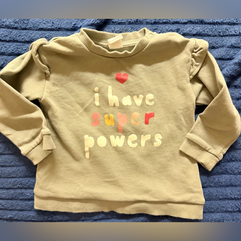 H&M Gray Sweatshirt with "I Have Super Powers" Graphic